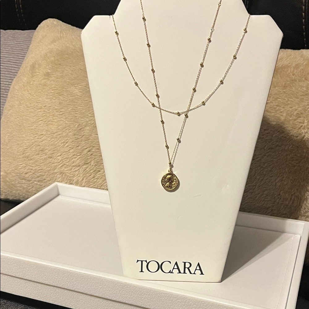 Tocara Stainless Steel Gold Finish Layered Necklace